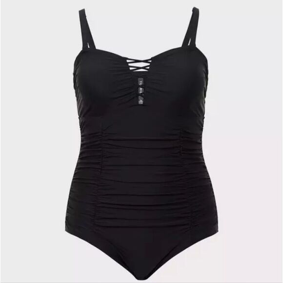 Torrid Wireless Lattice One-Piece Swimsuit - Picture 4 of 8